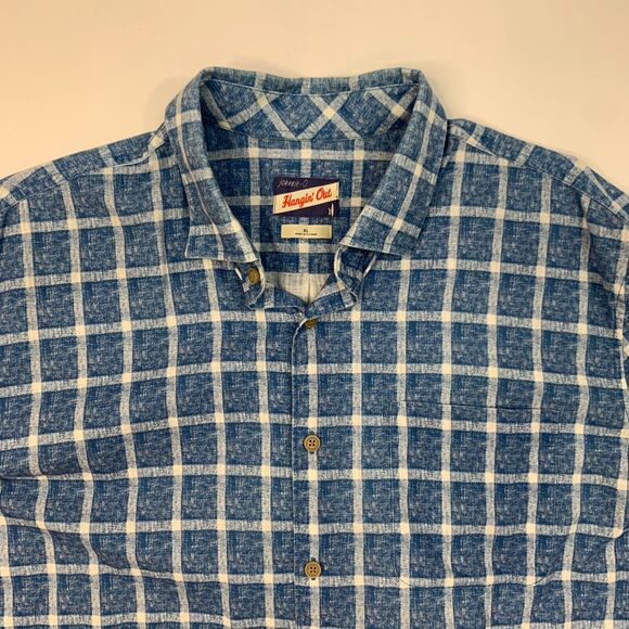 Johnnie O Alto Shirt Mens XL Laguna Blue Windowpane Plaid Cotton Button Up - Picture 4 of 13